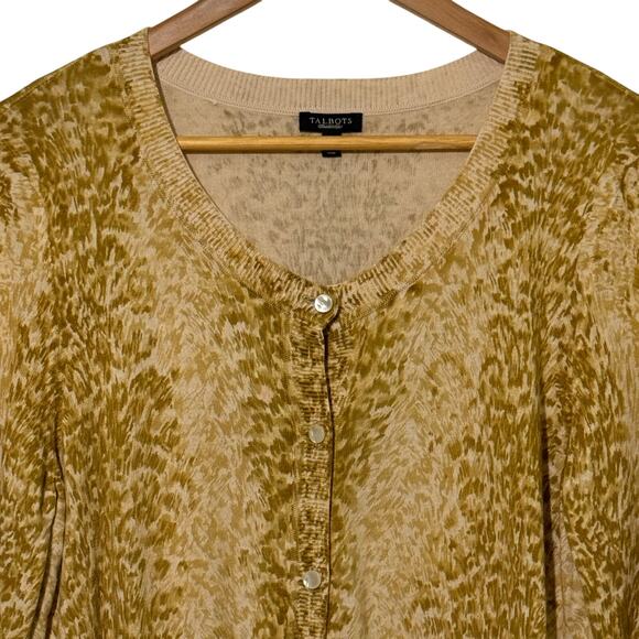 Talbots Size Large Animal Print Cardigan Sweater - Picture 2 of 8